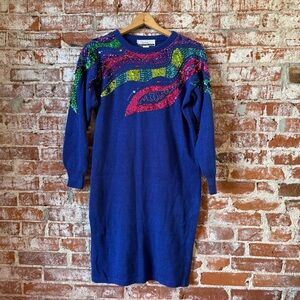 Colorful Knit Sweater Dress